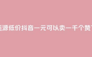 卡盟货源低价 - 抖音一元可以卖一千个赞