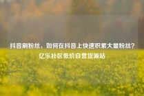 抖音刷粉丝，如何在抖音上快速积累大量粉丝？亿乐社区低价自营货源站