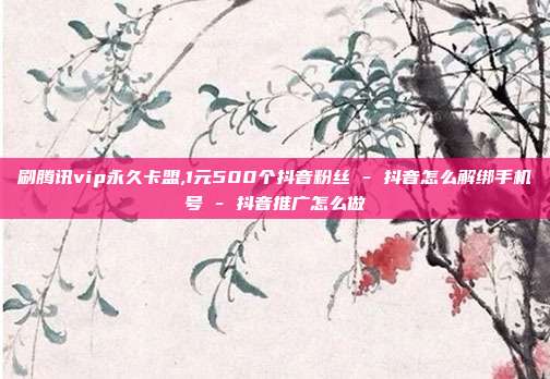 刷腾讯vip永久卡盟,1元500个抖音粉丝 - 抖音怎么解绑手机号 抖音推广怎么做  第1张