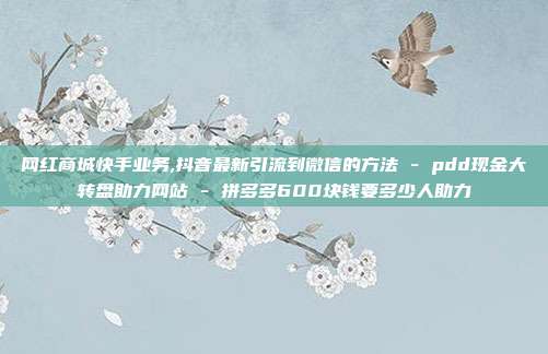 网红商城快手业务,抖音最新引流到微信的方法 - pdd现金大转盘助力网站 拼多多600块钱要多少人助力  第1张