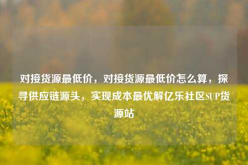 对接货源最低价，对接货源最低价怎么算，探寻供应链源头	，实现成本最优解亿乐社区SUP货源站  第1张