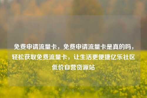 免费申请流量卡，免费申请流量卡是真的吗，轻松获取免费流量卡，让生活更便捷亿乐社区低价自营货源站  第1张