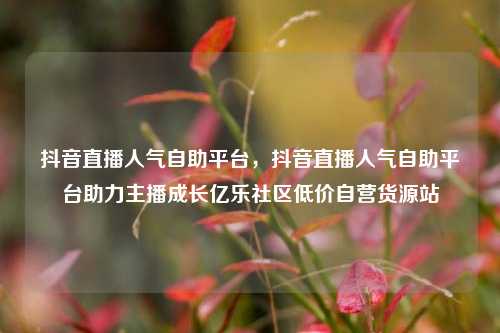 抖音直播人气自助平台，抖音直播人气自助平台助力主播成长亿乐社区低价自营货源站  第1张