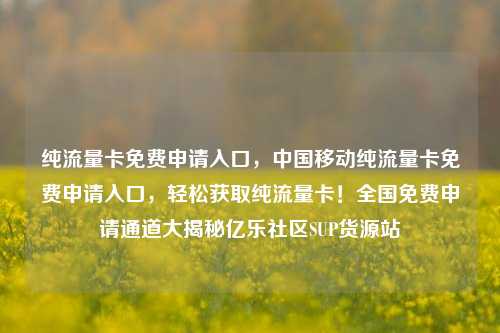 纯流量卡免费申请入口，中国移动纯流量卡免费申请入口，轻松获取纯流量卡！全国免费申请通道大揭秘亿乐社区SUP货源站  第1张