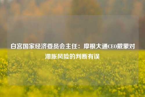 白宫国家经济委员会主任：摩根大通CEO戴蒙对滞胀风险的判断有误  第1张