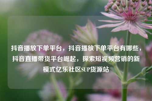 抖音播放下单平台，抖音播放下单平台有哪些，抖音直播带货平台崛起	，探索短视频营销的新模式亿乐社区SUP货源站  第1张