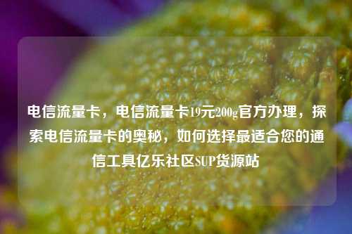 电信流量卡，电信流量卡19元200g官方办理	，探索电信流量卡的奥秘，如何选择最适合您的通信工具亿乐社区SUP货源站  第1张