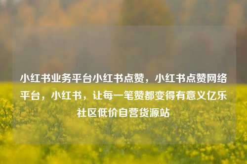 小红书业务平台小红书点赞，小红书点赞网络平台，小红书，让每一笔赞都变得有意义亿乐社区低价自营货源站  第1张