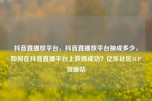 抖音直播放平台，抖音直播放平台抽成多少，如何在抖音直播平台上获得成功？亿乐社区SUP货源站  第1张