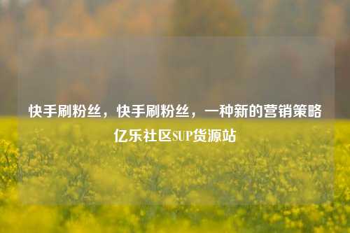 快手刷粉丝，快手刷粉丝	，一种新的营销策略亿乐社区SUP货源站  第1张