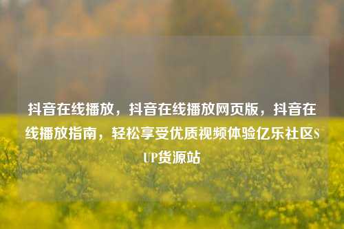 抖音在线播放，抖音在线播放网页版，抖音在线播放指南	，轻松享受优质视频体验亿乐社区SUP货源站  第1张