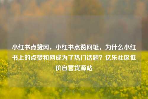 小红书点赞网，小红书点赞网址，为什么小红书上的点赞和网成为了热门话题？亿乐社区低价自营货源站  第1张