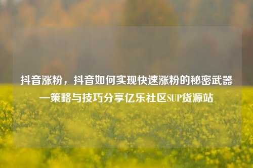 抖音涨粉，抖音如何实现快速涨粉的秘密武器—策略与技巧分享亿乐社区SUP货源站  第1张