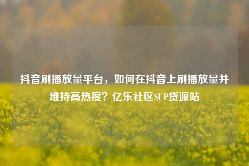 抖音刷播放量平台，如何在抖音上刷播放量并维持高热度？亿乐社区SUP货源站  第1张