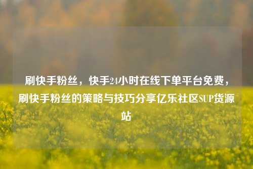 刷快手粉丝	，快手24小时在线下单平台免费，刷快手粉丝的策略与技巧分享亿乐社区SUP货源站  第1张
