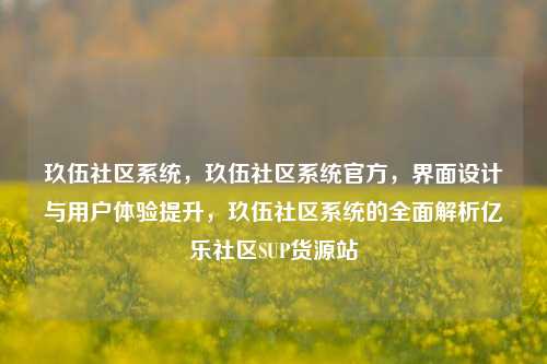 玖伍社区系统	，玖伍社区系统官方，界面设计与用户体验提升，玖伍社区系统的全面解析亿乐社区SUP货源站  第1张