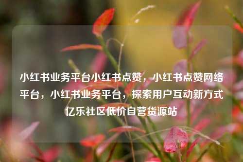 小红书业务平台小红书点赞，小红书点赞网络平台，小红书业务平台，探索用户互动新方式亿乐社区低价自营货源站  第1张