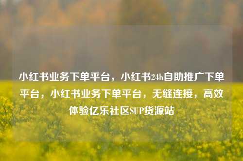 小红书业务下单平台，小红书24h自助推广下单平台	，小红书业务下单平台，无缝连接，高效体验亿乐社区SUP货源站  第1张