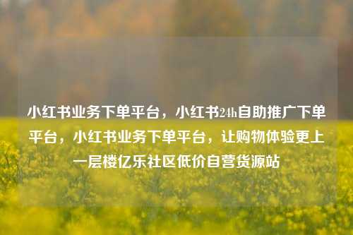 小红书业务下单平台，小红书24h自助推广下单平台，小红书业务下单平台，让购物体验更上一层楼亿乐社区低价自营货源站  第1张