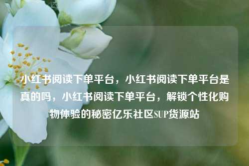 小红书阅读下单平台，小红书阅读下单平台是真的吗	，小红书阅读下单平台，解锁个性化购物体验的秘密亿乐社区SUP货源站  第1张
