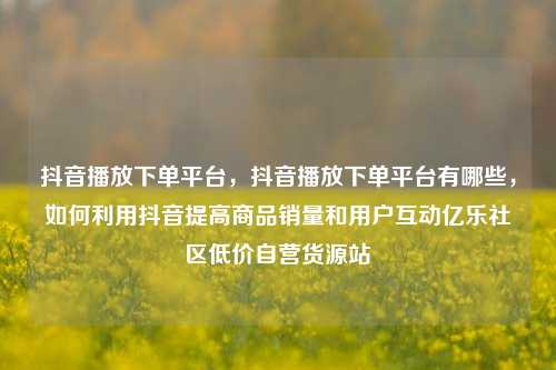 抖音播放下单平台，抖音播放下单平台有哪些	，如何利用抖音提高商品销量和用户互动亿乐社区低价自营货源站  第1张