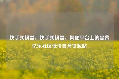 快手买粉丝，快手买粉丝，揭秘平台上的黑幕亿乐社区低价自营货源站  第1张