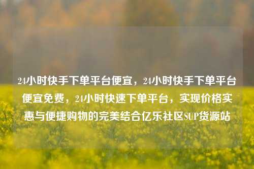 24小时快手下单平台便宜，24小时快手下单平台便宜免费	，24小时快速下单平台，实现价格实惠与便捷购物的完美结合亿乐社区SUP货源站  第1张