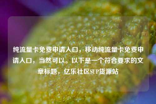 纯流量卡免费申请入口，移动纯流量卡免费申请入口，当然可以。以下是一个符合要求的文章标题	，亿乐社区SUP货源站  第1张