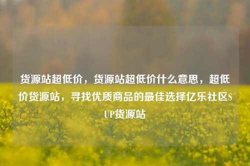 货源站超低价	，货源站超低价什么意思，超低价货源站，寻找优质商品的最佳选择亿乐社区SUP货源站  第1张