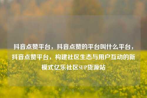 抖音点赞平台，抖音点赞的平台叫什么平台	，抖音点赞平台，构建社区生态与用户互动的新模式亿乐社区SUP货源站  第1张
