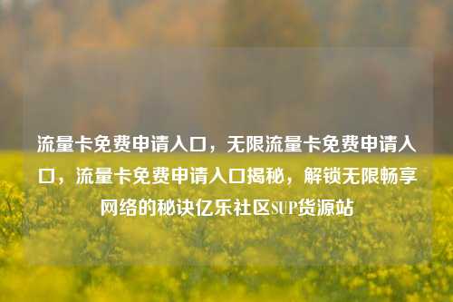 流量卡免费申请入口	，无限流量卡免费申请入口，流量卡免费申请入口揭秘，解锁无限畅享网络的秘诀亿乐社区SUP货源站  第1张