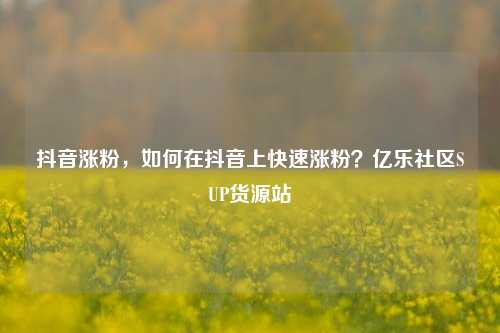 抖音涨粉，如何在抖音上快速涨粉？亿乐社区SUP货源站  第1张