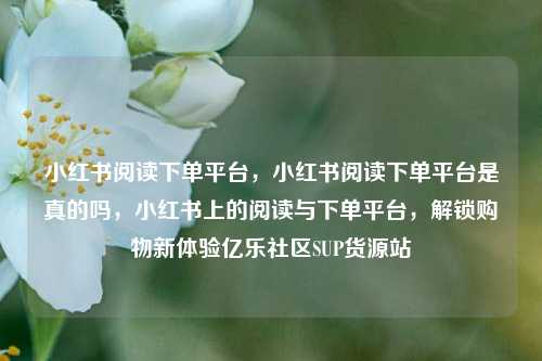 小红书阅读下单平台，小红书阅读下单平台是真的吗，小红书上的阅读与下单平台，解锁购物新体验亿乐社区SUP货源站  第1张