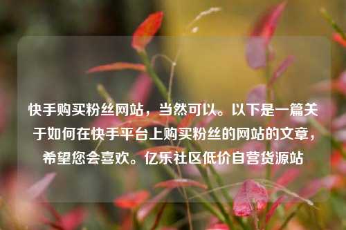 快手购买粉丝网站，当然可以。以下是一篇关于如何在快手平台上购买粉丝的网站的文章，希望您会喜欢	。亿乐社区低价自营货源站  第1张