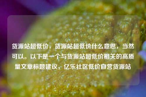 货源站超低价，货源站超低价什么意思	，当然可以	。以下是一个与货源站超低价相关的高质量文章标题建议，亿乐社区低价自营货源站  第1张