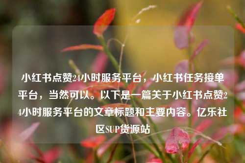 小红书点赞24小时服务平台，小红书任务接单平台，当然可以。以下是一篇关于小红书点赞24小时服务平台的文章标题和主要内容	。亿乐社区SUP货源站  第1张