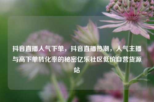 抖音直播人气下单，抖音直播热潮，人气主播与高下单转化率的秘密亿乐社区低价自营货源站  第1张