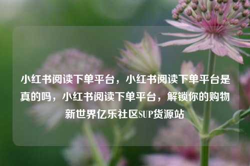 小红书阅读下单平台，小红书阅读下单平台是真的吗，小红书阅读下单平台	，解锁你的购物新世界亿乐社区SUP货源站  第1张