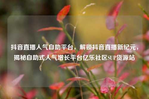 抖音直播人气自助平台，解锁抖音直播新纪元	，揭秘自助式人气增长平台亿乐社区SUP货源站  第1张