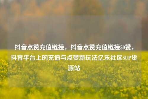 抖音点赞充值链接	，抖音点赞充值链接50赞，抖音平台上的充值与点赞新玩法亿乐社区SUP货源站  第1张