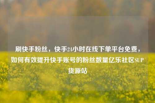 刷快手粉丝，快手24小时在线下单平台免费，如何有效提升快手账号的粉丝数量亿乐社区SUP货源站  第1张