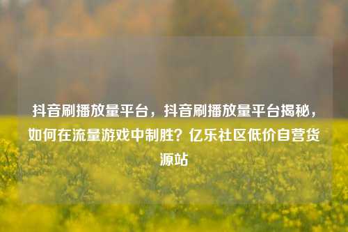 抖音刷播放量平台	，抖音刷播放量平台揭秘，如何在流量游戏中制胜？亿乐社区低价自营货源站  第1张
