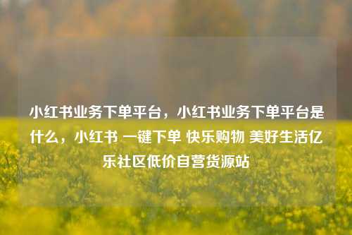 小红书业务下单平台，小红书业务下单平台是什么	，小红书 一键下单 快乐购物 美好生活亿乐社区低价自营货源站  第1张