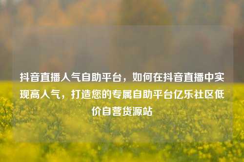 抖音直播人气自助平台，如何在抖音直播中实现高人气，打造您的专属自助平台亿乐社区低价自营货源站  第1张