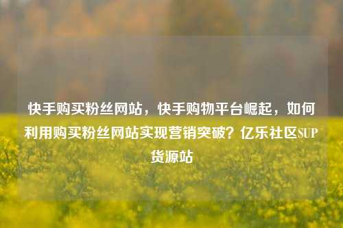 快手购买粉丝网站，快手购物平台崛起	，如何利用购买粉丝网站实现营销突破？亿乐社区SUP货源站  第1张