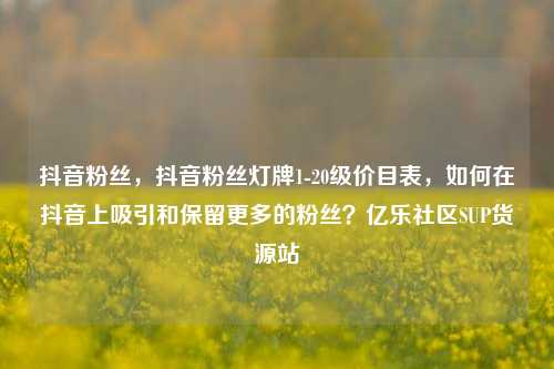 抖音粉丝	，抖音粉丝灯牌1-20级价目表，如何在抖音上吸引和保留更多的粉丝？亿乐社区SUP货源站  第1张