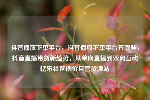 抖音播放下单平台，抖音播放下单平台有哪些，抖音直播带货新趋势	，从单向直播到双向互动亿乐社区低价自营货源站  第1张