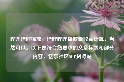 哔哩哔哩播放，哔哩哔哩播放量收益计算，当然可以。以下是符合您要求的文章标题和部分内容	，亿乐社区SUP货源站  第1张