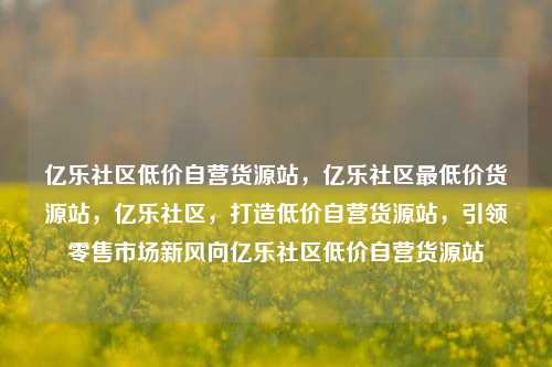 亿乐社区低价自营货源站，亿乐社区最低价货源站，亿乐社区	，打造低价自营货源站，引领零售市场新风向亿乐社区低价自营货源站  第1张