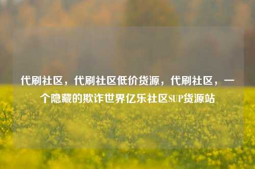 代刷社区，代刷社区低价货源，代刷社区	，一个隐藏的欺诈世界亿乐社区SUP货源站  第1张